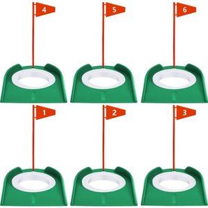 6 Pcs Golf Practice Putting Cup Golf Training Putters Putting Green with Flag